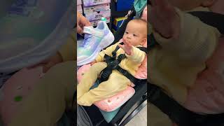 Baby shops her first shoes baby cutebaby babyshop shopping [upl. by Sauls731]