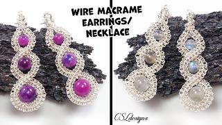 Super cool Intertwining Wire Macrame earrings and necklace tutorial ⎮ DIY jewelry tutorial [upl. by Eltsyrk]