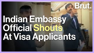 Indian Embassy Official Shouts At Visa Applicants [upl. by Atinrehs107]