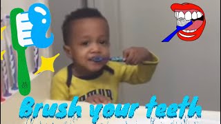 Elmo brush your teeth song ft Ayden [upl. by Dranyar]