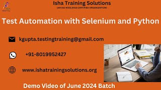 Selenium and Python Demo Video On 3rd June 2024 Call or WhatsApp us on 918019952427 to Enroll [upl. by Ezra]