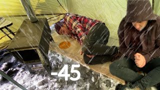 EXTREME 45° Solo Winter Camping 6 Days  Snowstorms Hot Tent Camping In A Blizzard  ASMR [upl. by Notnroht]