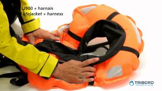 Gilet autogonflant LJ900 avec harnais  LJ900 life vest with harness [upl. by Nytsrik]