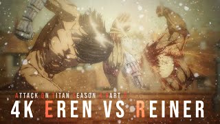 Eren vs Reiner  Attack on Titan Season 4 Part 2 Episode 1 FULL FIGHT  English Sub 4k [upl. by Ullyot]