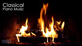 Classical Piano amp Fireplace 247  Mozart Chopin Beethoven Bach Grieg Schumann Satie [upl. by Litha]