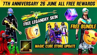 7Th Anniversary All Free Rewards Calendar  Free Fire 7Th Anniversary Rewards  Free Fire New Event [upl. by Arlina278]