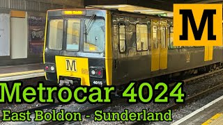 Tyne and Wear Metro  Metrocar 4024 East Boldon  Sunderland [upl. by Enisaj]