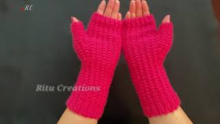 Easiest way of Knitting Hand Gloves  Easy to understand Hindi video for Beginners amp new knitters [upl. by Hermon]