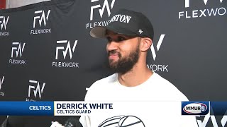 Derrick White talks to News 9 Sports about upcoming season [upl. by Theadora61]