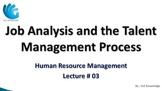 Job Analysis and the Talent Management Process Lecture 03  HR Management [upl. by Liahkim]