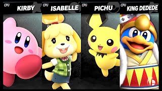 Kirby VS Isabelle VS Pichu VS King Dedede LV 9 CPU Battle Super Smash Bros Ultimate [upl. by Ellerd873]