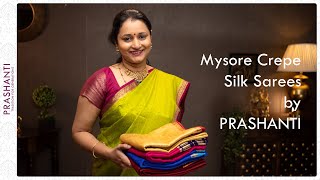 Mysore Crepe Silk Sarees by Prashanti  22 Dec 2021 [upl. by Dallman992]