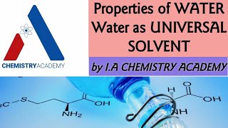 Properties of WaterWater as Universal Solvent Polar Nature of Water and Hydrogen Bonding in Water [upl. by Apps]