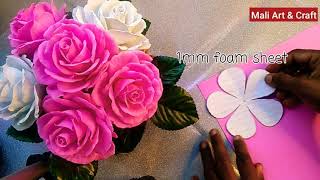 How to Make Foam Rose Flower  Handmade Foam Flower DIY Flower [upl. by Aldred]