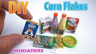 DIY Realistic Miniature Corn Flakes Cereal  DollHouse food accessories and Toys for Barbie [upl. by Bary]