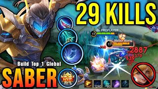 Saber Roam Insane 29 Kills NonStop Roaming amp Ganking  Build Top 1 Global Saber  MLBB [upl. by Grindle409]