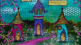 Mixed Media Art Journal Page  Houses Of Hope [upl. by Einaej751]