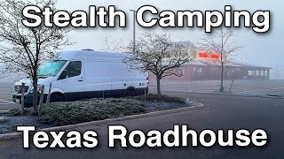 Stealth Camping at TEXAS Roadhouse in Buffalo New York • Eating a 23oz Porterhouse [upl. by Hescock]