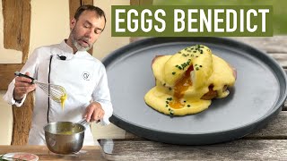 Perfect breakfast EGGS BENEDICT I How to make poached eggs with hollandaise sauce [upl. by Yeltrab]