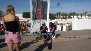 Street musician performing on Teguise Market Lanzarote Canary Island [upl. by Frasco]