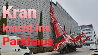 Montabaur  90TonnenKran kracht ins Parkhaus  Glück im Unglück [upl. by Sorcim]