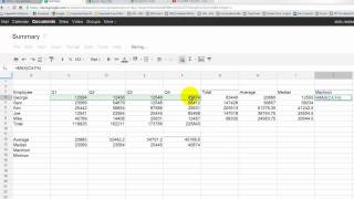 Google Docs  Spreadsheet  Summary of Formulas [upl. by Munniks]