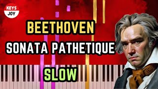 🎹 Beethoven  Sonata quotPathétiquequot  SLOW Piano and Keyboard Tutorial [upl. by Eecak]