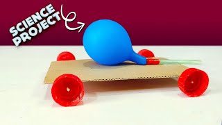 How to make a Simple Balloon Powered Car  DIY Air Powered Car  Science Project [upl. by Ahseiym]