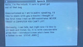 My Macintosh Plus repeats the public speech from the 1984 introduction [upl. by Wetzel912]