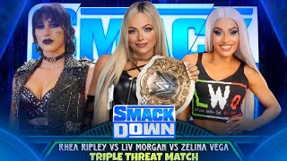 Liv Morgan vs Rhea Ripley vs Zelina Vega World Championship Full Match WWE SmackDown 2024 Highlights [upl. by Adner]