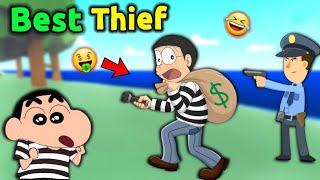 Shinchan and Nobita are Best Thief 😱  😂 Funny Game Thief Simulator [upl. by Renrew]