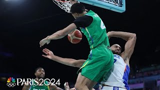 Brazils Maozinha Pereira puts Rudy Gobert ON A POSTER  Paris Olympics  NBC Sports [upl. by Aronid]