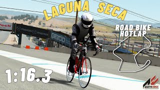 Assetto Corsa  Laguna Seca  Hotlap  1163  Road Bike  3rd Person camera [upl. by Nylaret]