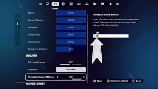 How to activate Visual Sound Effects footsteps in Fortnite [upl. by Noet844]