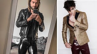 latex leather outfits pants shiny dresses use for mens latest trend trending new viral outfit [upl. by Anigal]