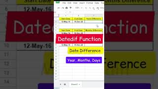 Datedif function in excel [upl. by Ogawa]