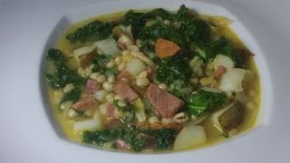 Caldo Gallego  Spanish White Bean Stew with Ham Bacon Chorizo Cabbage and Kale  Puerto Rican [upl. by Nerat500]