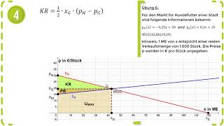 Lineare Funktionen  Marktvolumen Konsumentenrente amp Produzentenrente  Übung 6 [upl. by Aleakim204]