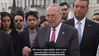 Chuck Schumer says we MUST ACCEPT ALL ILLEGALS US birth rates are too LOW [upl. by Trebornhoj553]