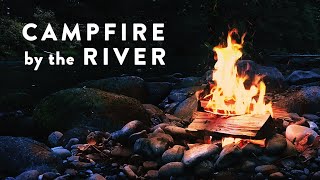 Campfire by the River at Night Ambience  8 Hours Crackling Fire Crickets Ambient Nature Sounds [upl. by Gellman292]