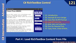 C RichTextBox Control  Part 4  Load Text amp RTF from File  C Advanced 121 [upl. by Ahsennod]