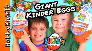 We Open Huge REAL KINDER MAXI Surprise Eggs with HobbyKids [upl. by Osnola]