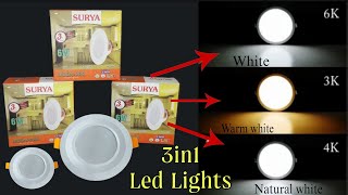 3in1 led light  3in1 Down light  Surya 3in1 Led light  3 colour Light  3in1Panel lightled light [upl. by Seiuqram717]