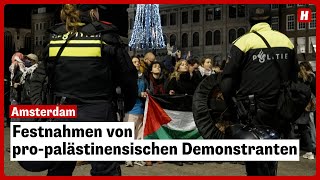 Festnahmen von propalästinensischen Demonstranten in Amsterdam [upl. by Kcirrek]