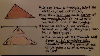 8th Grade Math 112a Sum of the Angle Measures in a Triangle [upl. by Montagu]