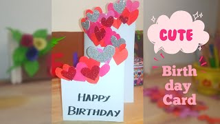 Simple and Cute Birthday Card Tutorial  Handmade Gift Idea for birthday birthdaygiftyoutube [upl. by Atteuqihc]