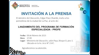 LANZAMIENTO DEL PROGRAMA DE FORMACIÓN ESPECIALIZADA – PROFE [upl. by Petronille]