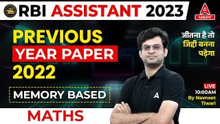 RBI Assistant Previous Year Question Paper 2022  RBI Assistant Maths By Navneet Tiwari [upl. by Zadoc]