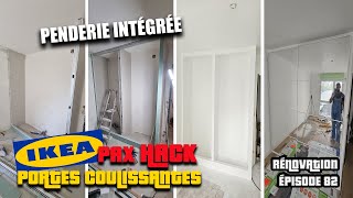 IKEA HACK  INSTALLER PORTES COULISSANTES IKEA PAX SUR STRUCTURE EN PLACO  RÉNOVATION APPART EP 82 [upl. by Calloway]