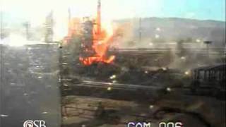 Silver Eagle Refinery Explosion Surveillance Footage [upl. by Yakcm]